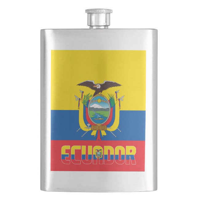 Ecuador Flag Elegant Patriotic Hip Flask (Front)