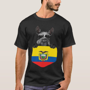 Ecuador Flag Giant Schnauzer Dog In Pocket T-Shirt
