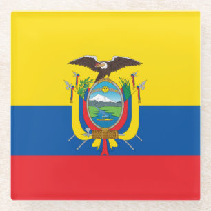 Ecuador Flag Glass Coaster