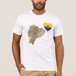 Ecuador Flag Heart and Map T-Shirt