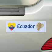 Ecuador Flag Heart + Map Bumper Sticker (On Car)