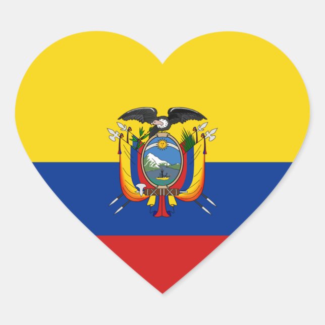 Ecuador Flag Heart Sticker (Front)
