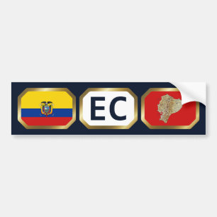 Ecuador Flag Map Code Bumper Sticker