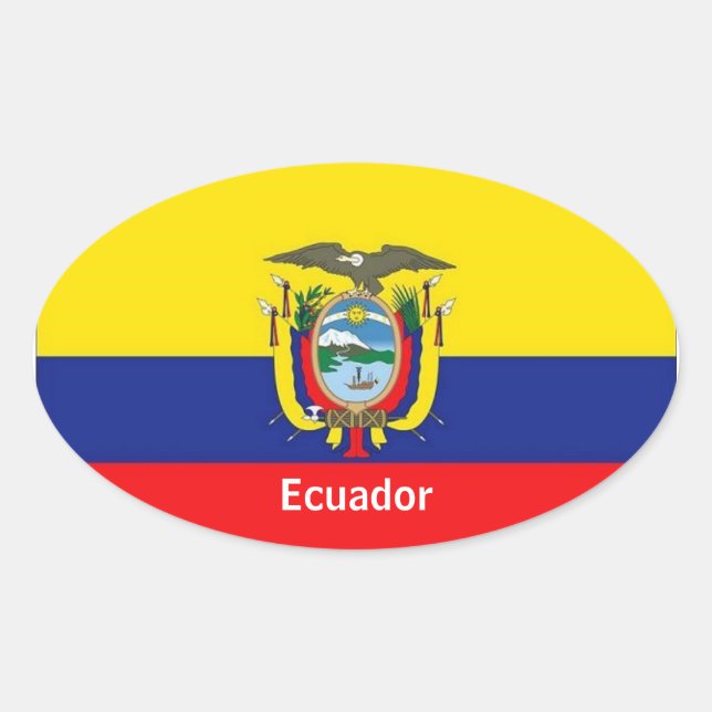 Ecuador flag oval stickers (Front)