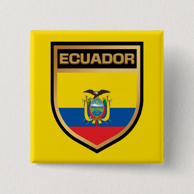 Ecuador Flag Shield 15 Cm Square Badge (Front)