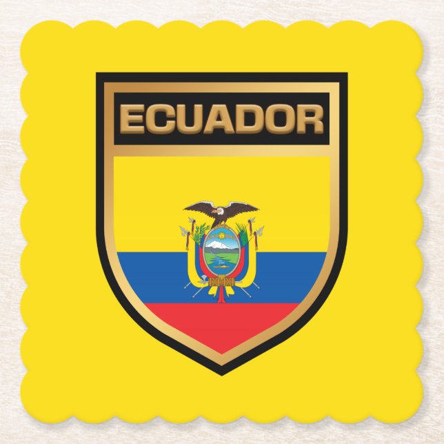 Ecuador Flag Shield Paper Coaster (Front)