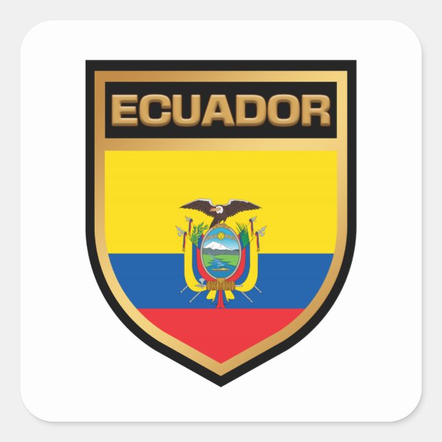 Ecuador Flag Shield Square Sticker (Front)