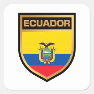Ecuador Flag Shield Square Sticker