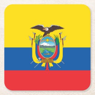 Ecuador Flag Square Paper Coaster