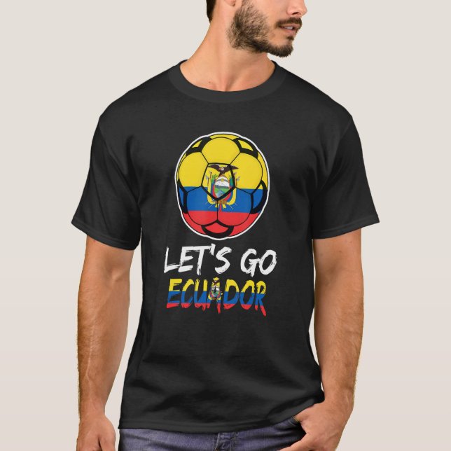 Ecuador Flag Team Football Ecuadorian Soccer Ball T-Shirt (Front)