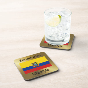 Ecuador Flag+Text Coaster
