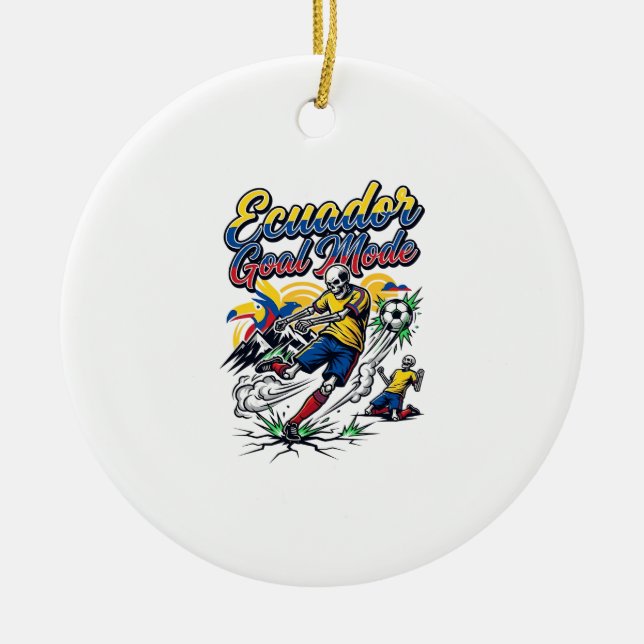 Ecuador Goal Mode Skeleton Striker Nations Dynamic Ceramic Tree Decoration (Front)