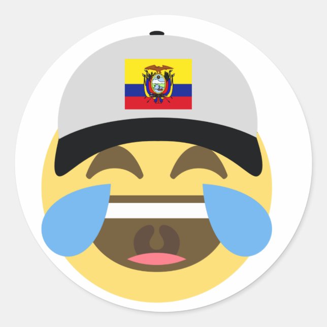 Ecuador Hat Laughing Emoji Classic Round Sticker (Front)