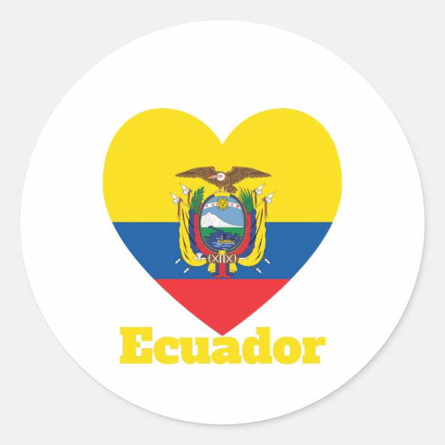 Ecuador Heart Flag  Classic Round Sticker (Front)