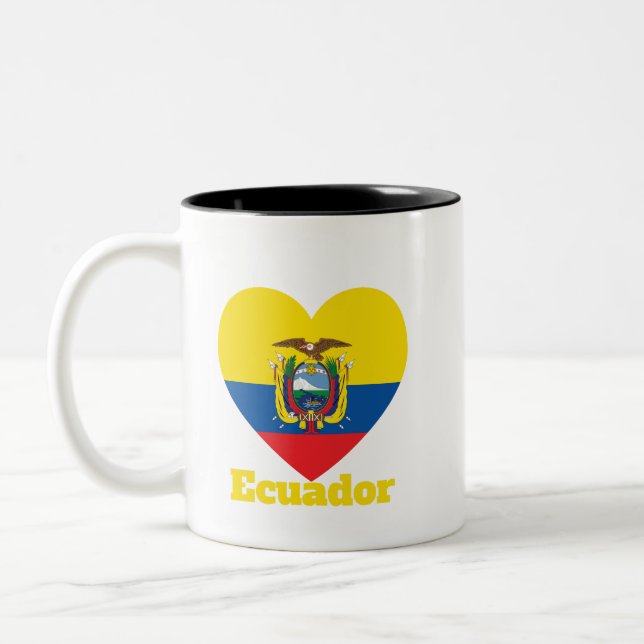 Ecuador Heart Flag Two-Tone Coffee Mug (Left)