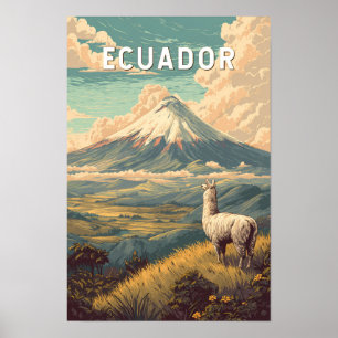 Ecuador Illustration Travel Art Vintage Poster