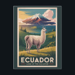 Ecuador Llama Illustration Travel Art Vintage Postcard<br><div class="desc">Ecuador in a vector art style. From exploring the Galápagos Islands and Andean peaks to wandering the historic streets of Quito,  Ecuador is perfect for both adventurers and cultural explorers.</div>