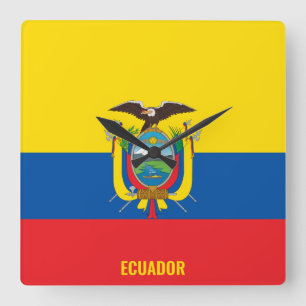 Ecuador National Flag Patriotic Square Wall Clock