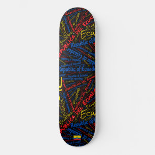 Ecuador National Pride Wordcloud Skateboard