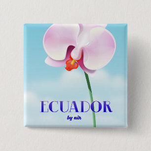 Ecuador orchid travel poster 15 cm square badge