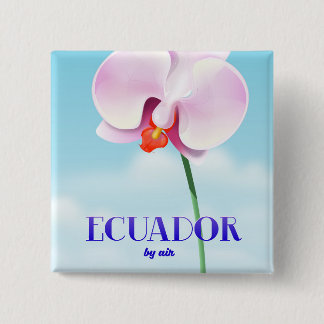 Ecuador orchid travel poster 15 cm square badge
