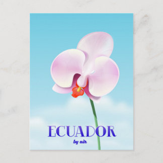 Ecuador orchid travel poster postcard