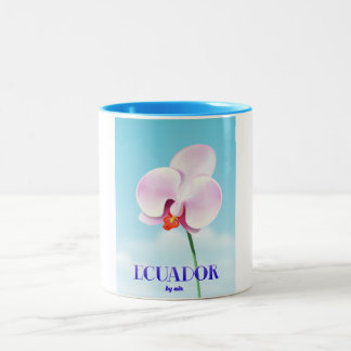 Ecuador orchid travel poster Two-Tone coffee mug