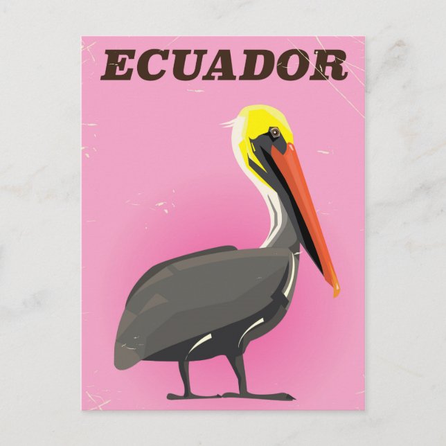 Ecuador Pelican vintage travel poster Postcard (Front)