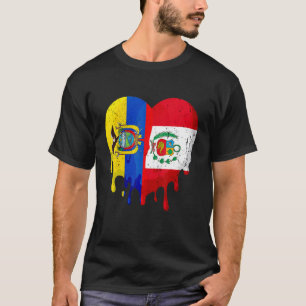 Ecuador Peru Flag Heart Citizen Grown Patriot Coun T-Shirt