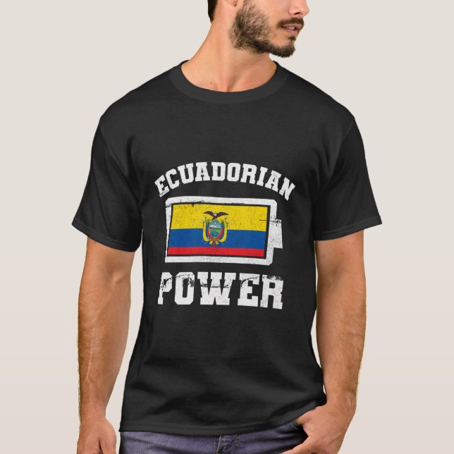 Ecuador Proud Ecuadorian Flag Hispanic Battery Pow T-Shirt (Front)
