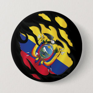 Ecuador Ripped Flag 7.5 Cm Round Badge