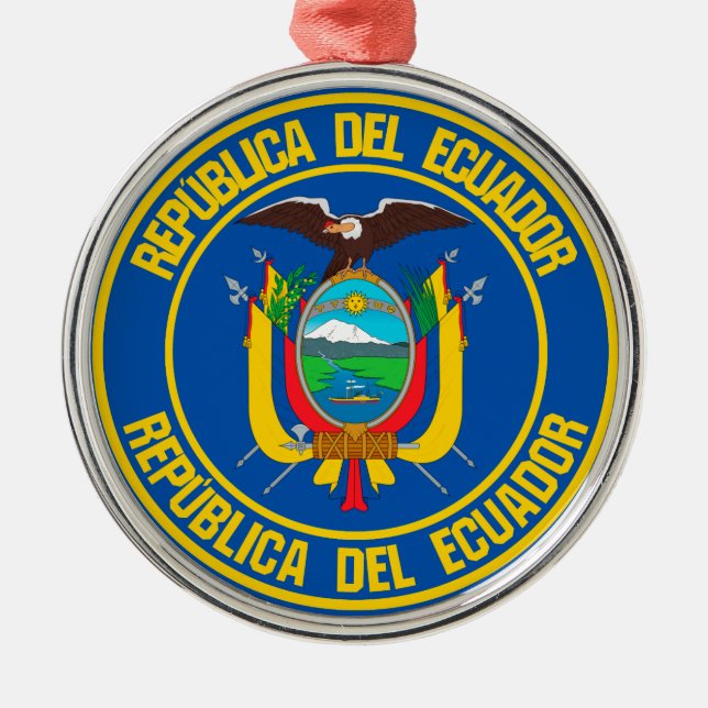 Ecuador Round Emblem Metal Tree Decoration (Front)