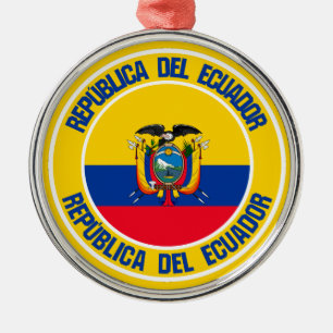 Ecuador Round Emblem Metal Tree Decoration