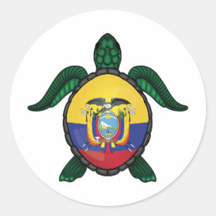 Ecuador sea turtle flag classic round sticker