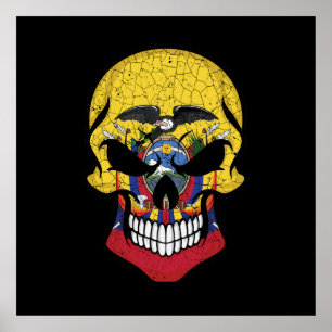 Ecuador Smiling Skull Flag Poster