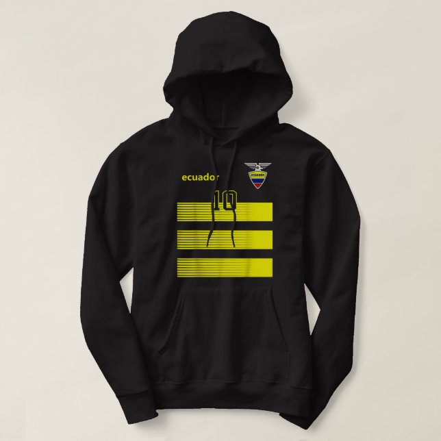 Ecuador Soccer Ecuadorian Football Striped 10 Jers Hoodie (Design Front)