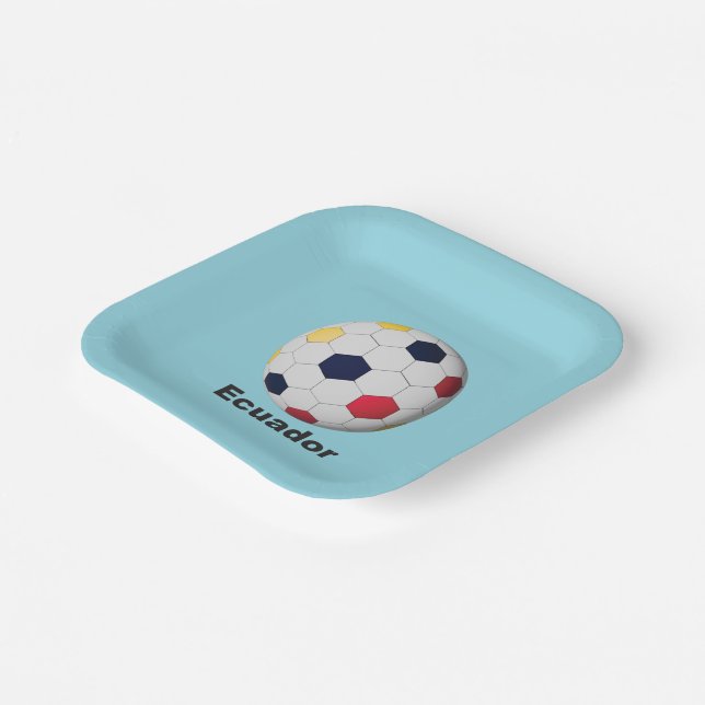 Ecuador Soccer Paper Plate (Angled)