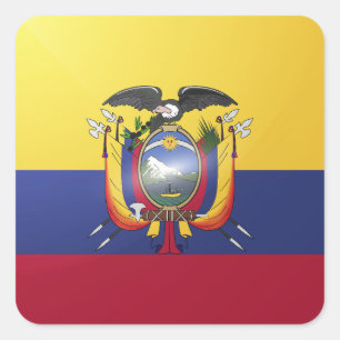 Ecuador square glossy flag sticker