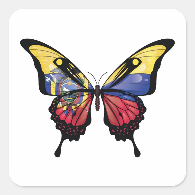 Ecuador Swallowtail Butterfly Flag Sticker (Front)