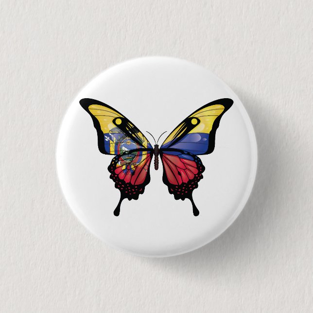 Ecuador Swallowtail Butterfly Flag Sticker 3 Cm Round Badge (Front)