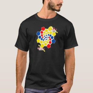 Ecuador World Soccer Geometric Swirl Flag Colour T-Shirt