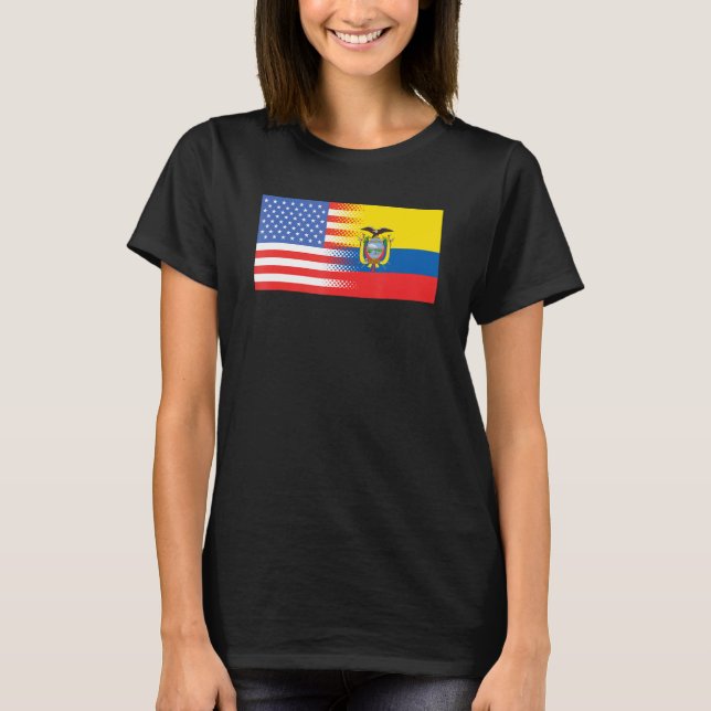 Ecuadorian American Flag Ecuador USA T-Shirt (Front)