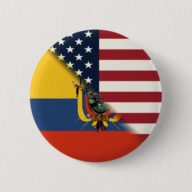 Ecuadorian American Flag | Half Ecuador USA  6 Cm Round Badge (Front)