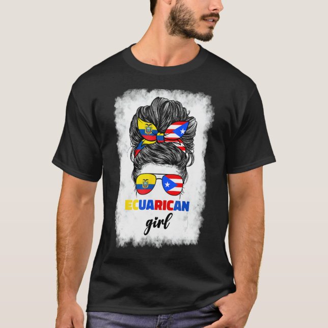 Ecuadorian And Puerto Rican Rico Ecuador Flag Girl T-Shirt (Front)
