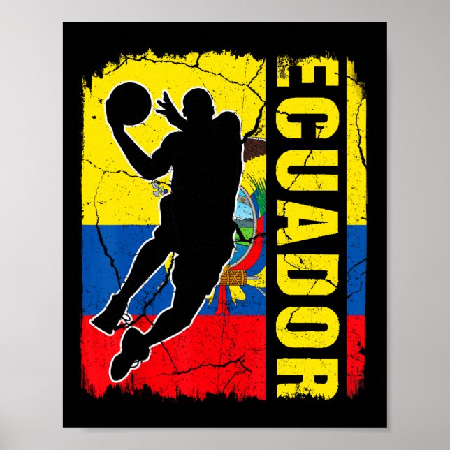 Ecuadorian Basketball Player Ecuador Flag Basketba Poster (Front)