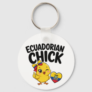 Ecuadorian Chick Cute Ecuador Flag Heart Design Key Ring