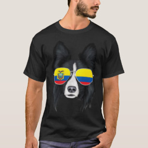Ecuadorian Flag Border Collie Dog Ecuador Pocket T-Shirt