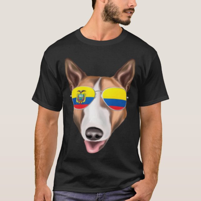 Ecuadorian Flag Bull Terrier Dog Ecuador Pocket T-Shirt (Front)