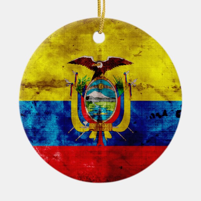 Ecuadorian Flag Ceramic Tree Decoration (Front)