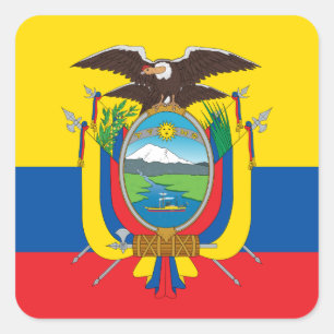 Ecuadorian Flag & Coat of Arms, Flag of Ecuador Square Sticker